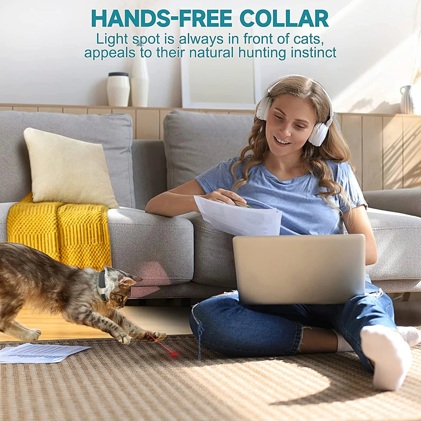 Electric Smart Amusing Collar for Kittens: Wearable USB Rechargeable Cat Laser Collar - Interactive Toy for Feline Fun!