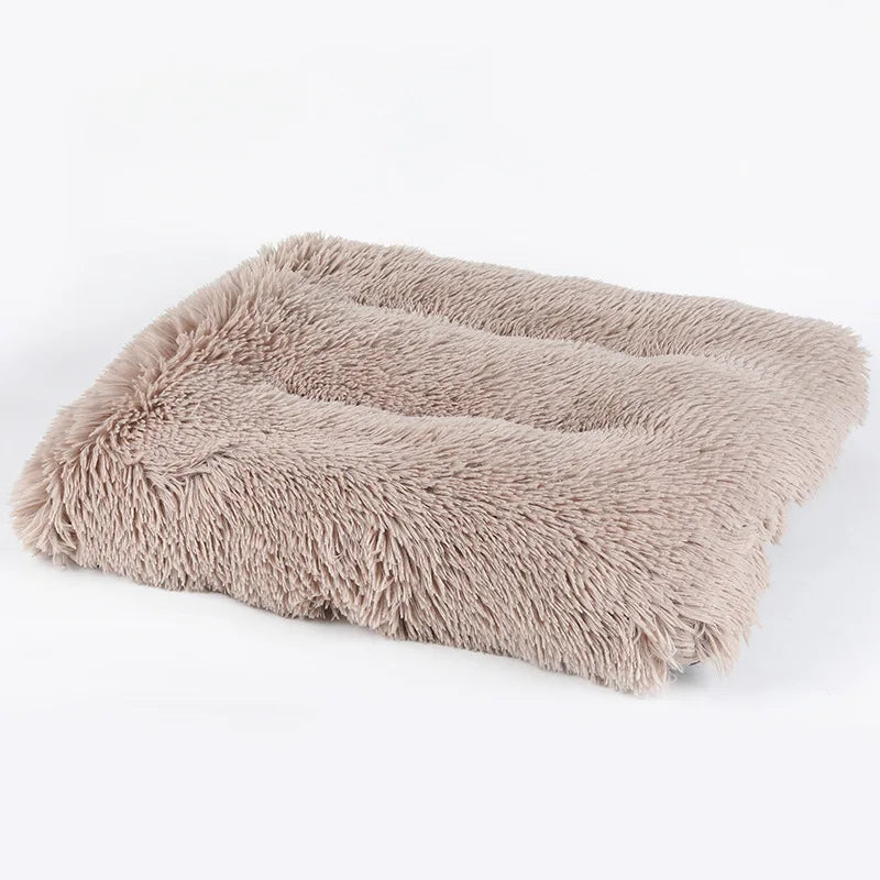 Cozy Long Plush Dog Bed: Square Mat with Soft Fleece for Cats and Puppies, Ideal Sofa Pad for Small to Large Dogs, Including Chihuahuas