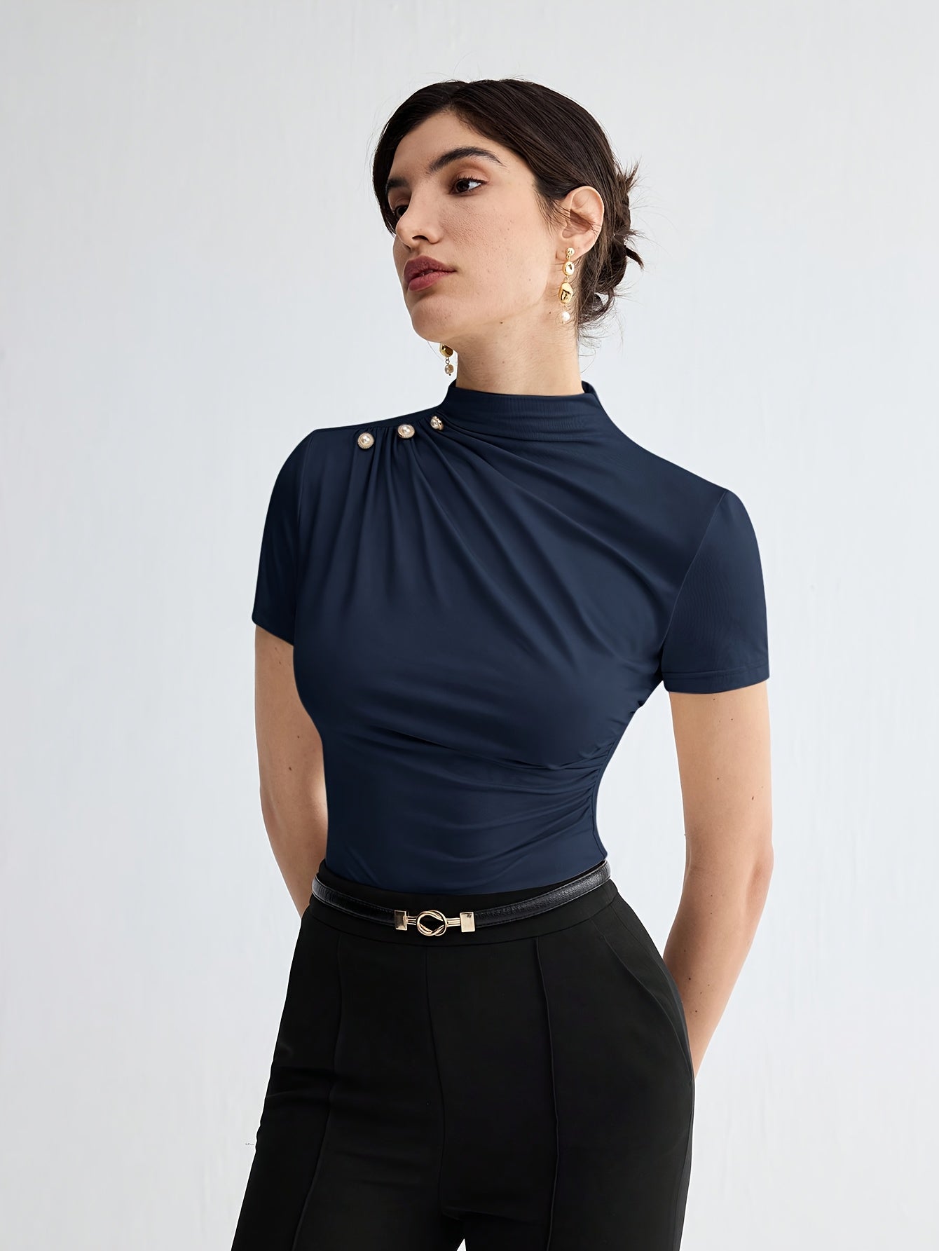 Women's Short Sleeve Mock Neck Top