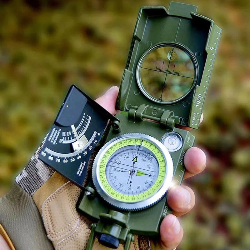 Multifunctional Military Aiming Navigation Compass with Inclinometer and Carrying Pouch