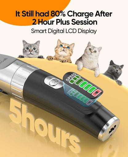 Cat Hair Trimmer, Quiet Cat Clippers for Matted Hair, Cordless Cat Grooming Kit with Comb