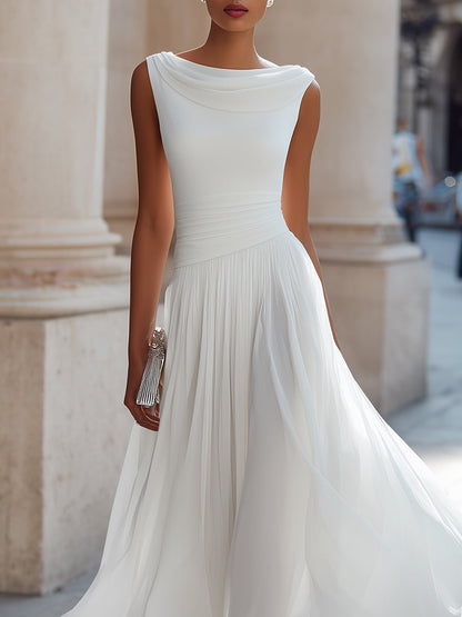Elodie | Draped Neck Sleeveless Midi Dress
