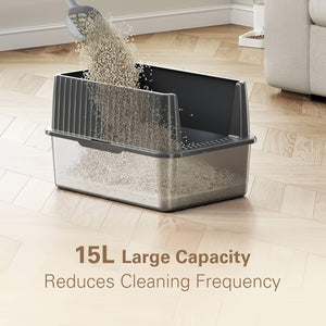 Stainless Steel Litter Box, Cat Litter Box for Kittens, Metal Litter Box with Lid for Small Medium Cats