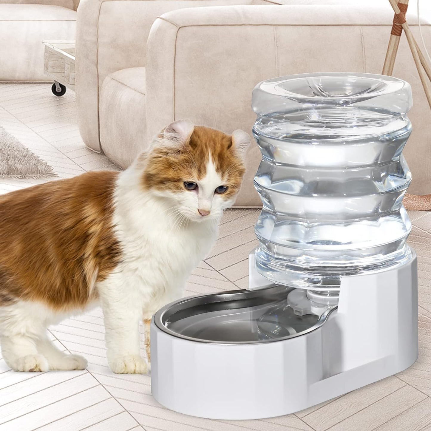 Stainless Steel Pet Waterer - Automatic BPA-Free Water Feeder, 8L Capacity with Two Caps & Filters