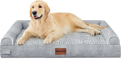 Large Orthopedic Dog Bed - Washable Memory Foam Couch for Big Dogs, Waterproof with Removable Cover