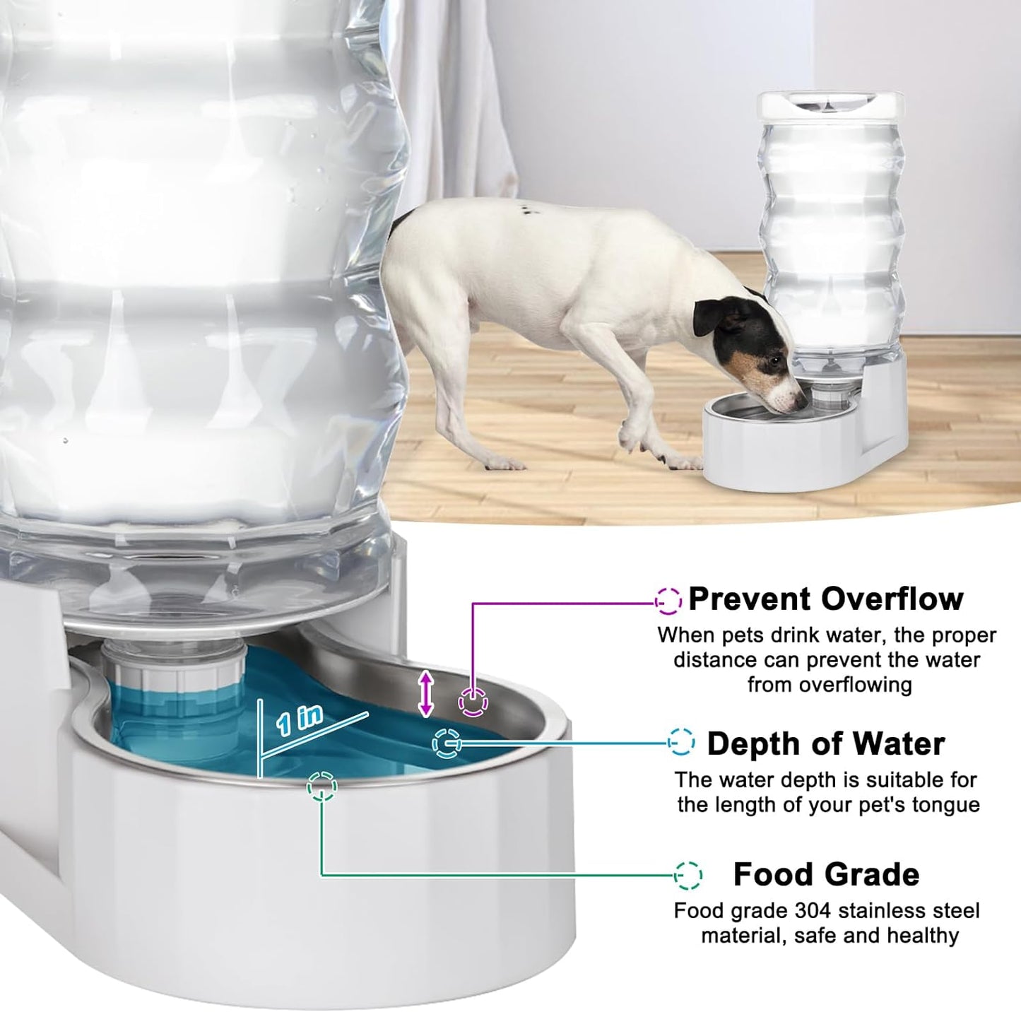 Stainless Steel Pet Waterer - Automatic BPA-Free Water Feeder, 8L Capacity with Two Caps & Filters