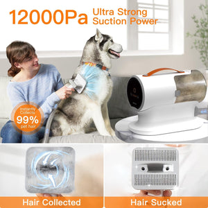 5-in-1 Dog Grooming Kit & Shedding Hair Vacuum - 2L Large Capacity Dog Vacuum for Shedding Hair & 5 Pet Grooming Tools