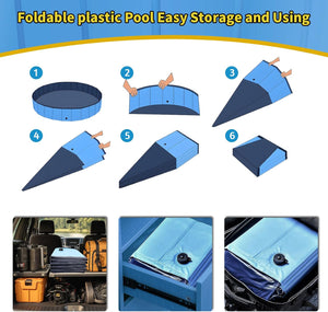 Foldable Dog Pool - 79"x14" Non-Slip, Hard Plastic, Collapsible Swimming Pool for Kids & Pets