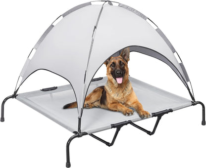 Outdoor Dog Bed with Canopy, XL Elevated Dog Bed, Dog Cot