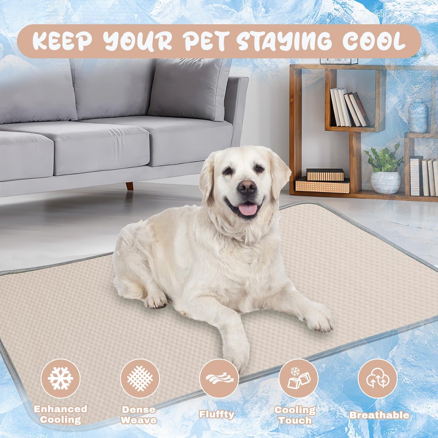 Washable Summer Dog Cooling Mat - Ice Silk, Self-Cooling Pad for Dogs & Cats