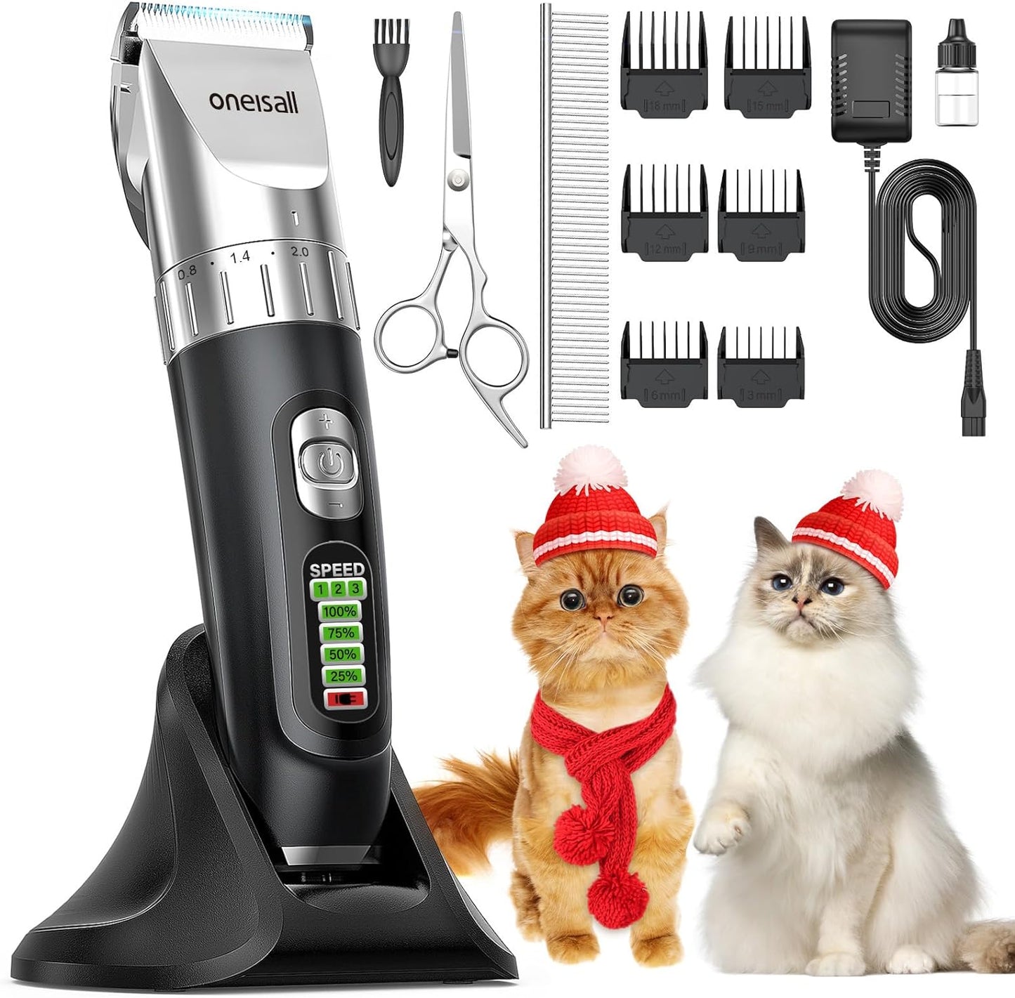 Cat Hair Trimmer, Quiet Cat Clippers for Matted Hair, Cordless Cat Grooming Kit with Comb