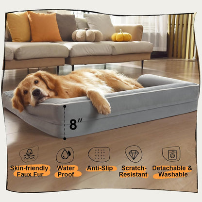 Large Dog Bed Orthopedic Washable - Beds Bolster - Medium XL XLarge Big Dogs - Memory Foam Couch Sofa - Waterproof with Removable Cover