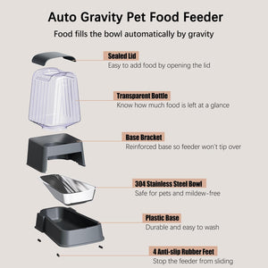 Automatic Dog and Cat Food Feeder and Water Dispenser Set with Stainless Steel Bowls,Gravity Pet Food and Water Feeders