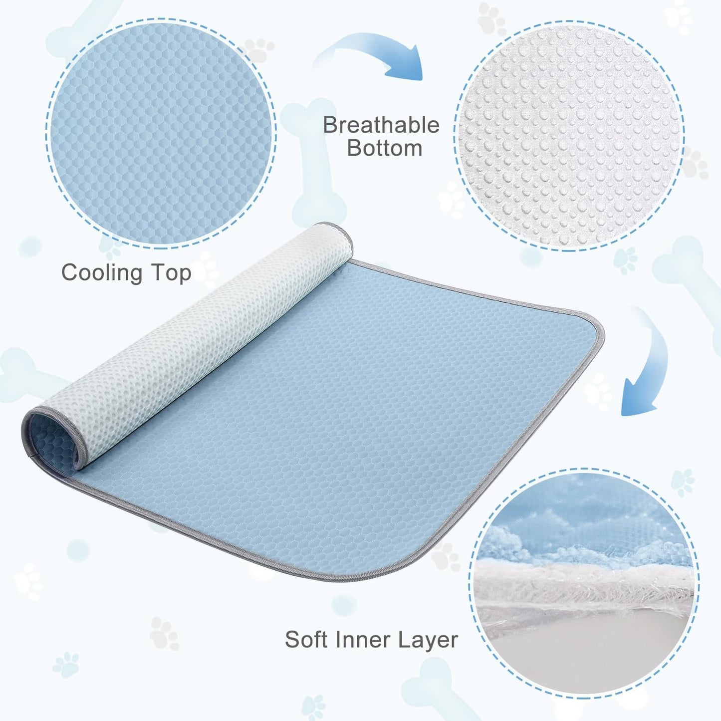 Washable Summer Dog Cooling Mat - Ice Silk, Self-Cooling Pad for Dogs & Cats