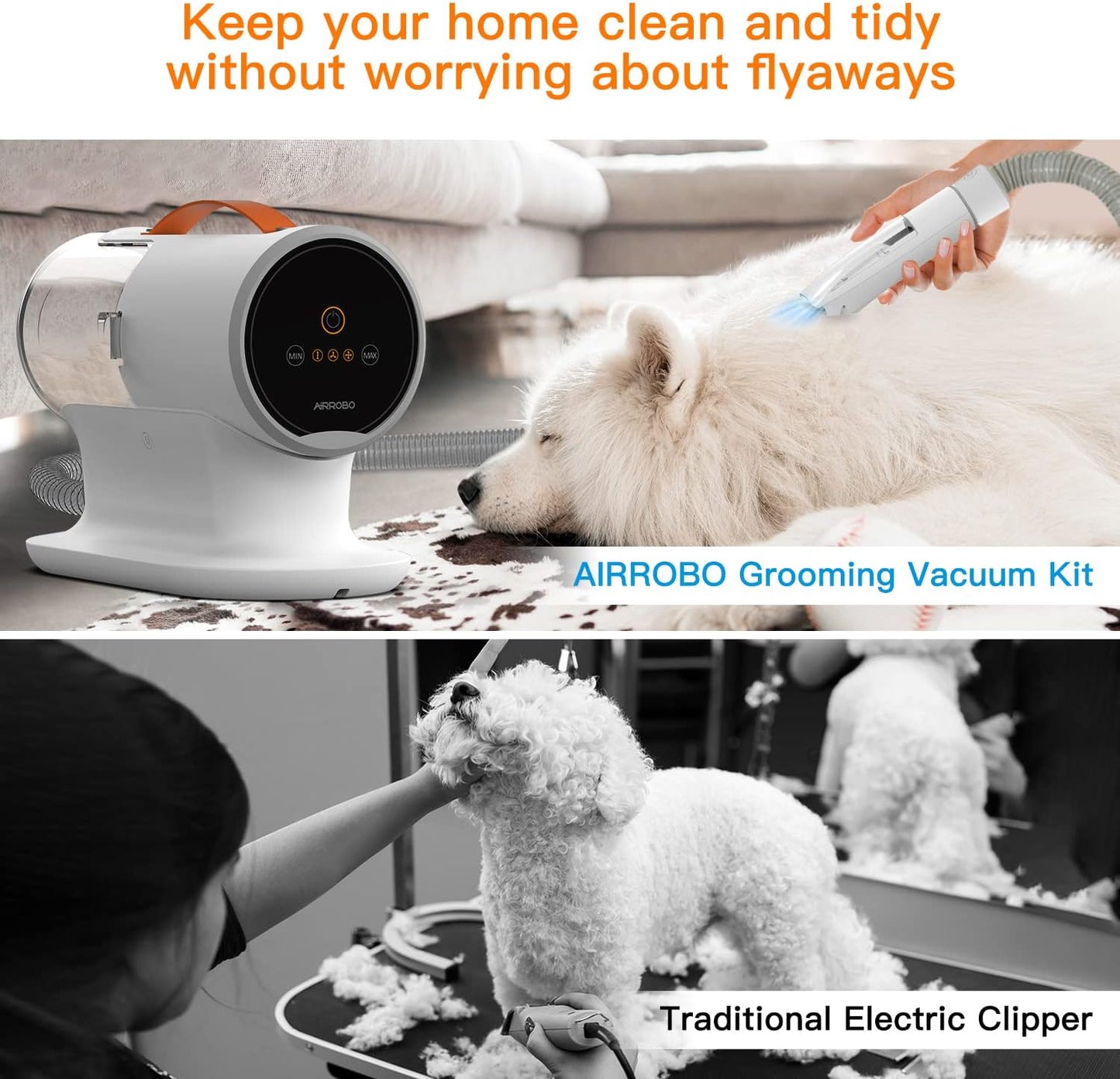 5-in-1 Dog Grooming Kit & Shedding Hair Vacuum - 2L Large Capacity Dog Vacuum for Shedding Hair & 5 Pet Grooming Tools