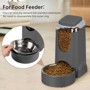 2-Pack Automatic Cat Feeder & Water Dispenser Set - Stainless Steel, Gravity-Fed for Small to Medium Pets