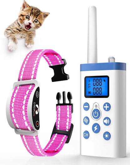 Cat Shock Collar with Remote, Cat Training Collar for Cat Stop Meowing, Cat Meow Collar with 2 Modes Remote Training and Auto Anti-Meow