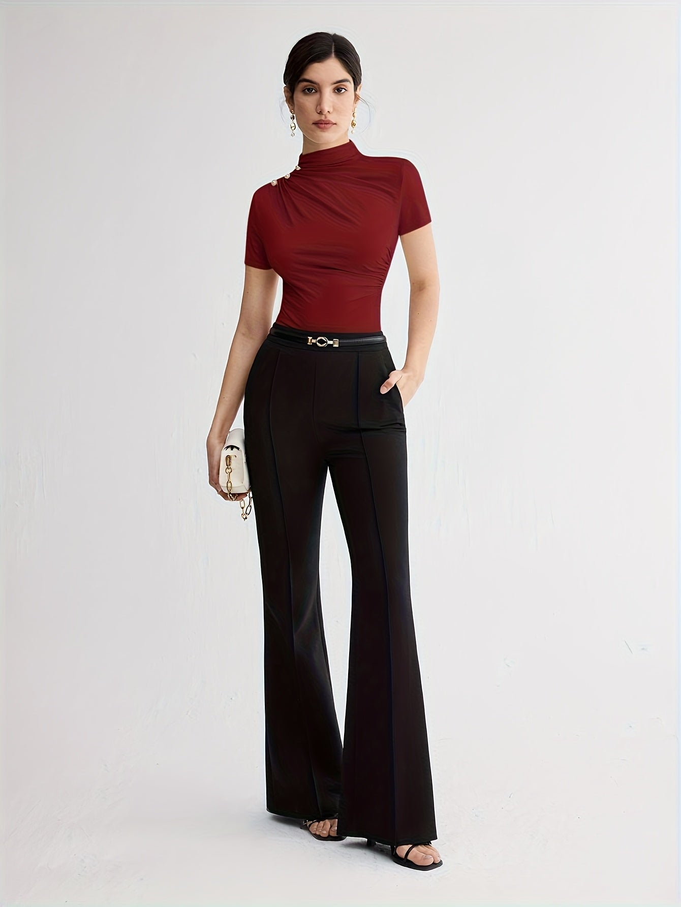 Women's Short Sleeve Mock Neck Top
