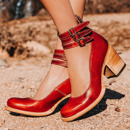 Marigold | Block Heel Ankle Boots with Buckle Straps for Women