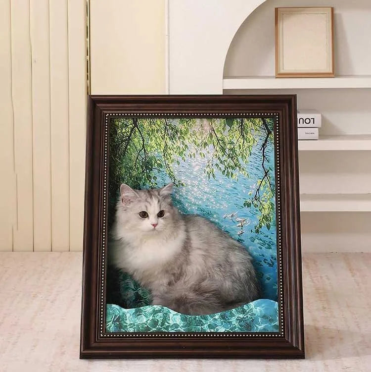 Mona Lisa Art 4D Oil Painting Cat Frame