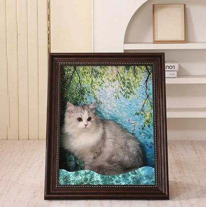 Mona Lisa Art 4D Oil Painting Cat Frame