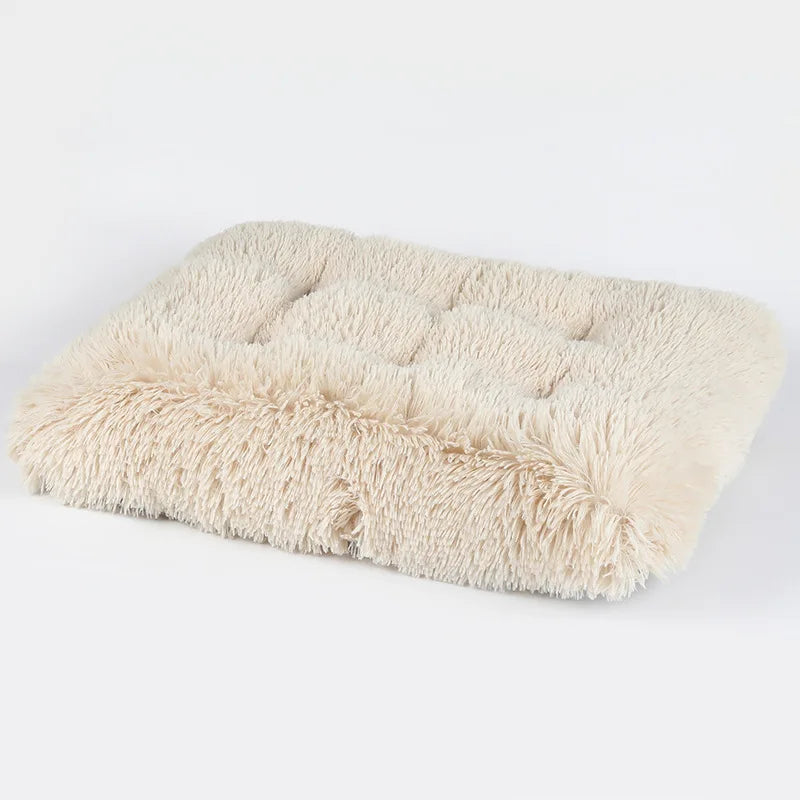 Cozy Long Plush Dog Bed: Square Mat with Soft Fleece for Cats and Puppies, Ideal Sofa Pad for Small to Large Dogs, Including Chihuahuas