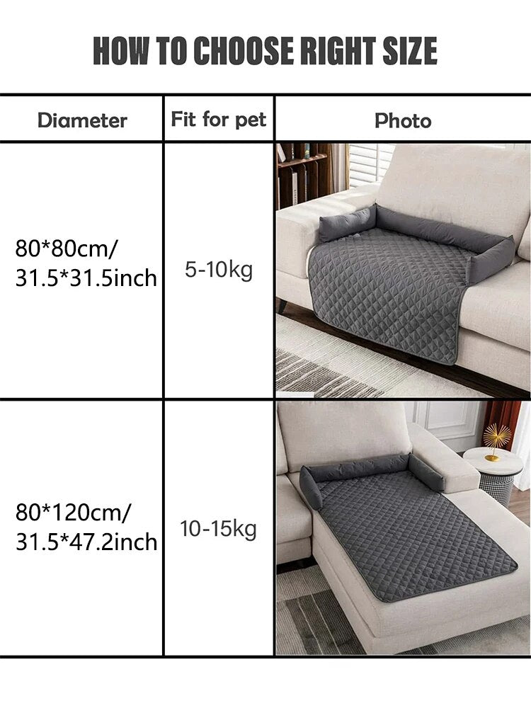 Dog Sofa Bed Cushion Pet Soft Lounger - Washable Plaid Mat Pad Couch Cover