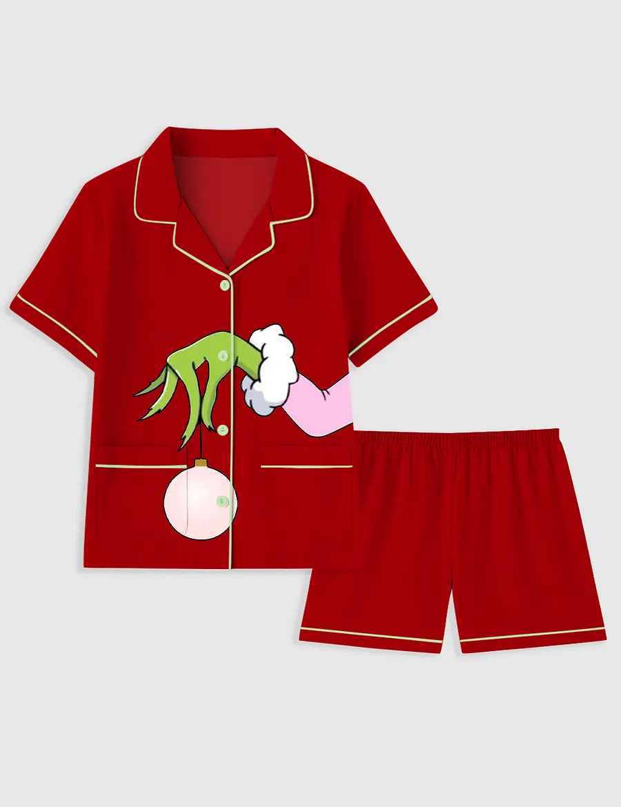 Women's Christmas Grinch Pocket Cotton Pajama Set