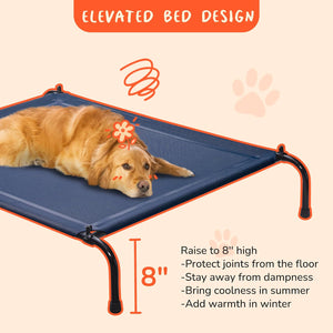 Outdoor Dog Bed with Canopy, XL Elevated Dog Bed, Dog Cot