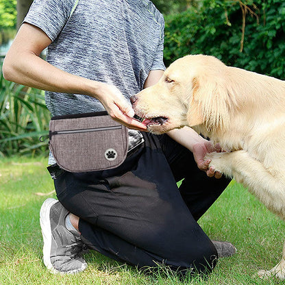 Dog Training Treat Pouch Bag with Built-in Waste Bag Dispenser - Adjustable Waistband, Waterproof, and Portable