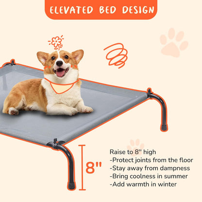 Outdoor Dog Bed with Canopy, XL Elevated Dog Bed, Dog Cot