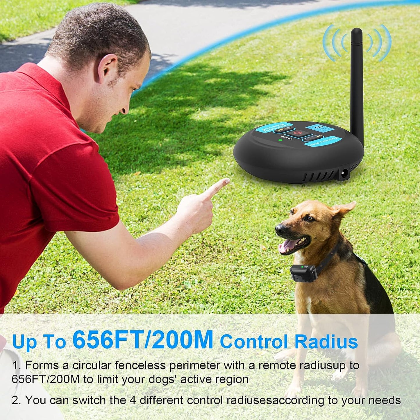 2-in-1 Wireless Dog Fence & Outdoor Training Collar, Dog Containment System