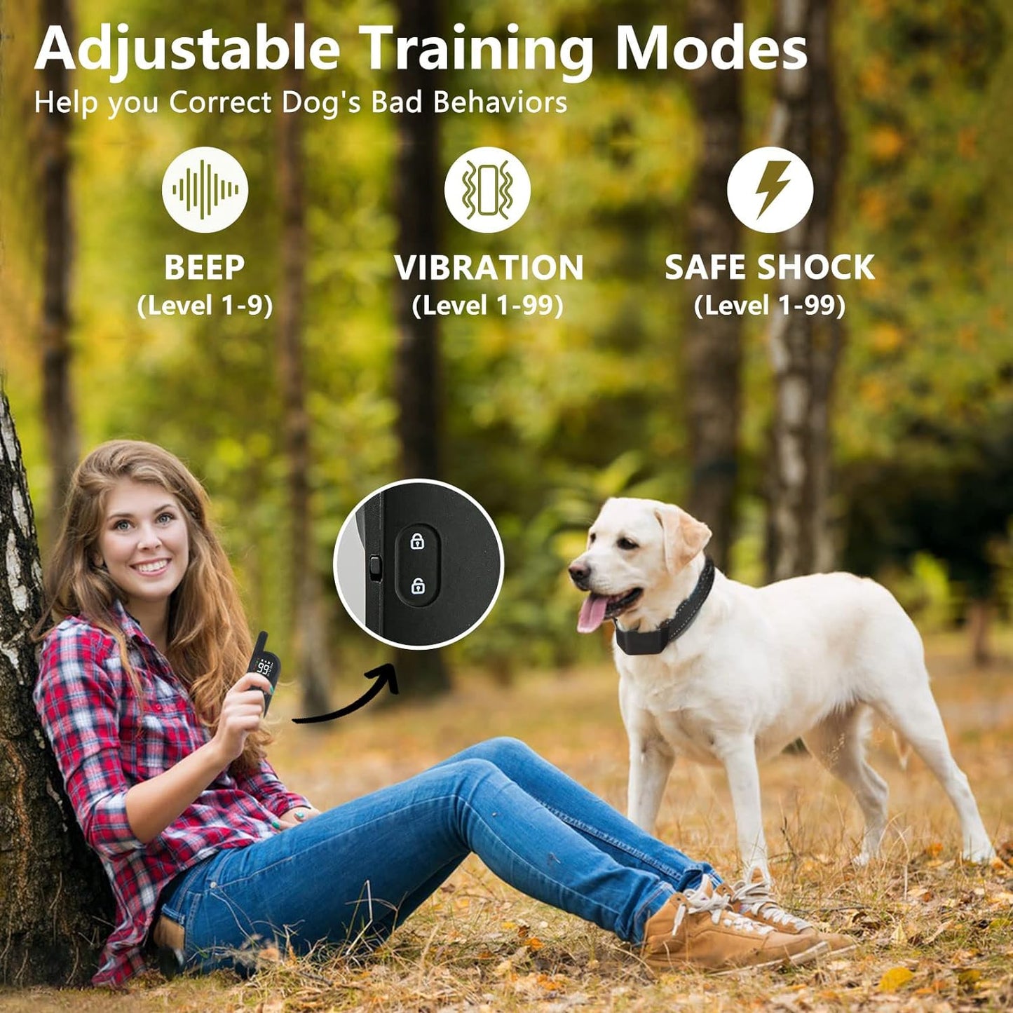 No Shock Rechargeable Water-Resistant Remote Control Collar - Sound & Vibration Only Training Collar