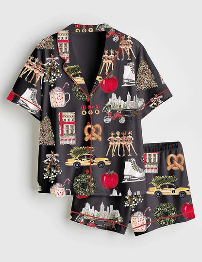 Women's Christmas In New York Satin Family Pajama Set