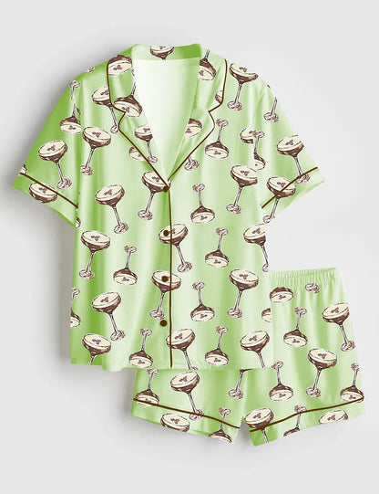 Women's Espresso Martini Wedding Drink Satin Pajama Set