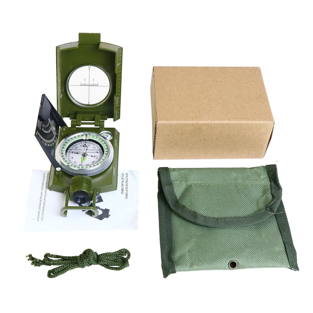 Multifunctional Military Aiming Navigation Compass with Inclinometer and Carrying Pouch