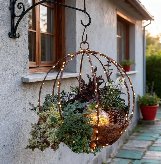 Pre-lit Artificial Christmas Hanging Basket