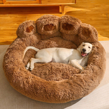 Warm and Fluffy Calming Dog & Cat Bed - Bear Paw-Shaped Pet Bed