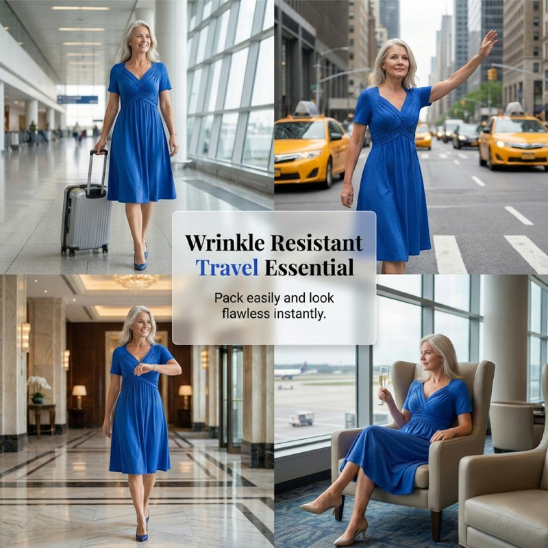 Flowy V-Neck Midi Dress – Soft & Breathable