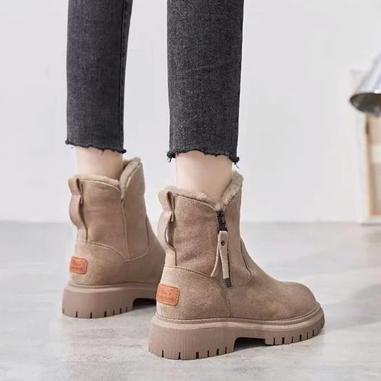 Premium Warm Fur Lining Orthopedic Non Slip Round Toe Snow Boots Women Warm Ankle Winter Shoes