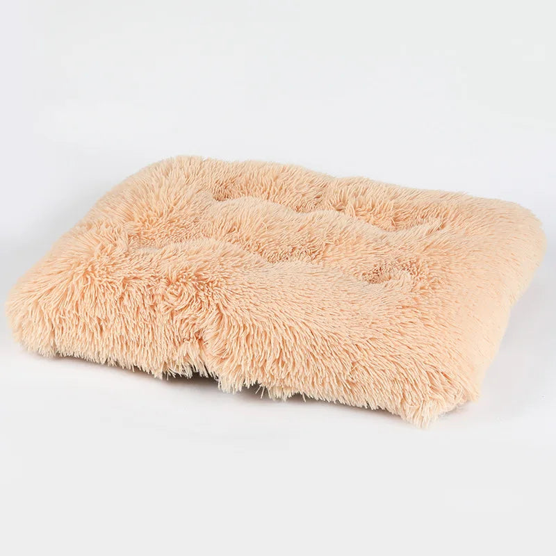 Cozy Long Plush Dog Bed: Square Mat with Soft Fleece for Cats and Puppies, Ideal Sofa Pad for Small to Large Dogs, Including Chihuahuas