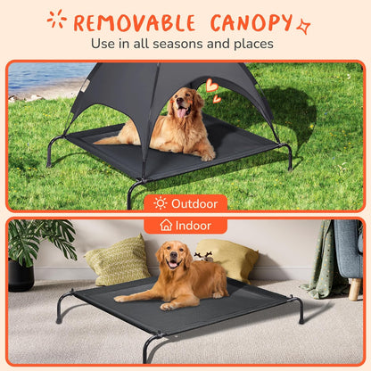 Outdoor Dog Bed with Canopy, XL Elevated Dog Bed, Dog Cot