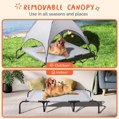 Outdoor Dog Bed with Canopy, XL Elevated Dog Bed, Dog Cot