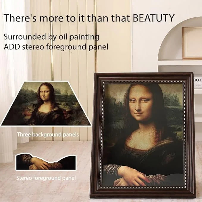 Mona Lisa Art 4D Oil Painting Cat Frame