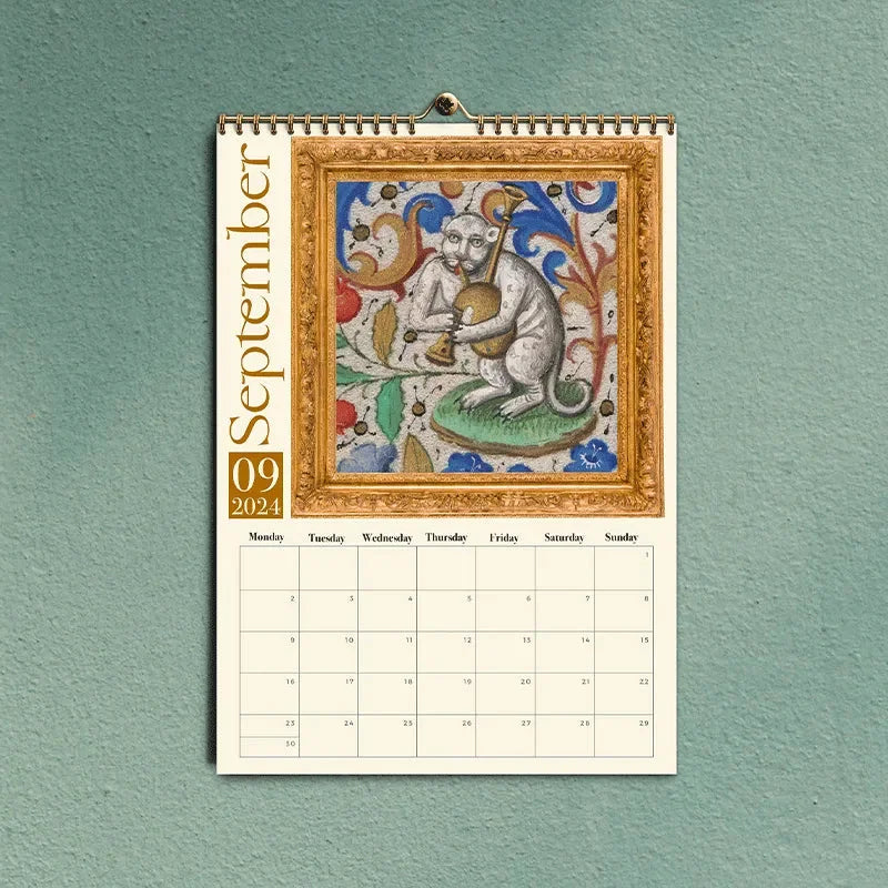 Weird Medieval Cats Wall Hanging Calendar 2024