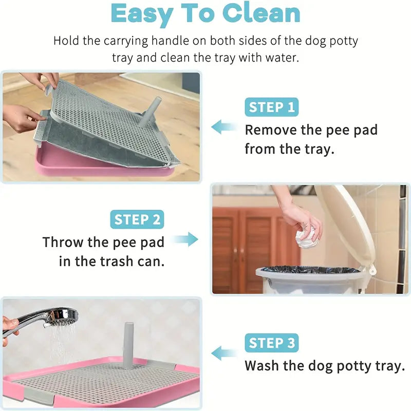 Dog Litter Box - Indoor Pet Pad Holder Portable Mesh Potty Training Tray