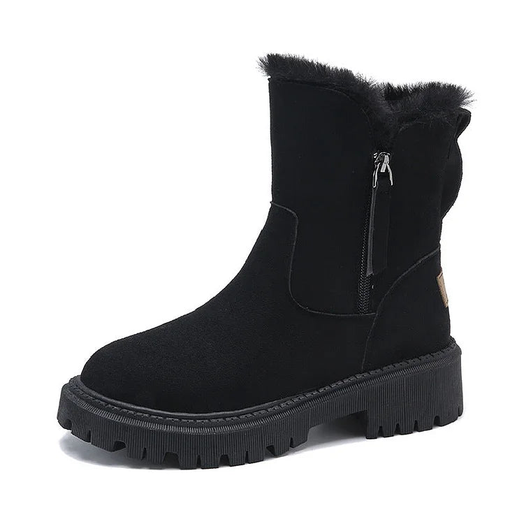 Premium Warm Fur Lining Orthopedic Non Slip Round Toe Snow Boots Women Warm Ankle Winter Shoes