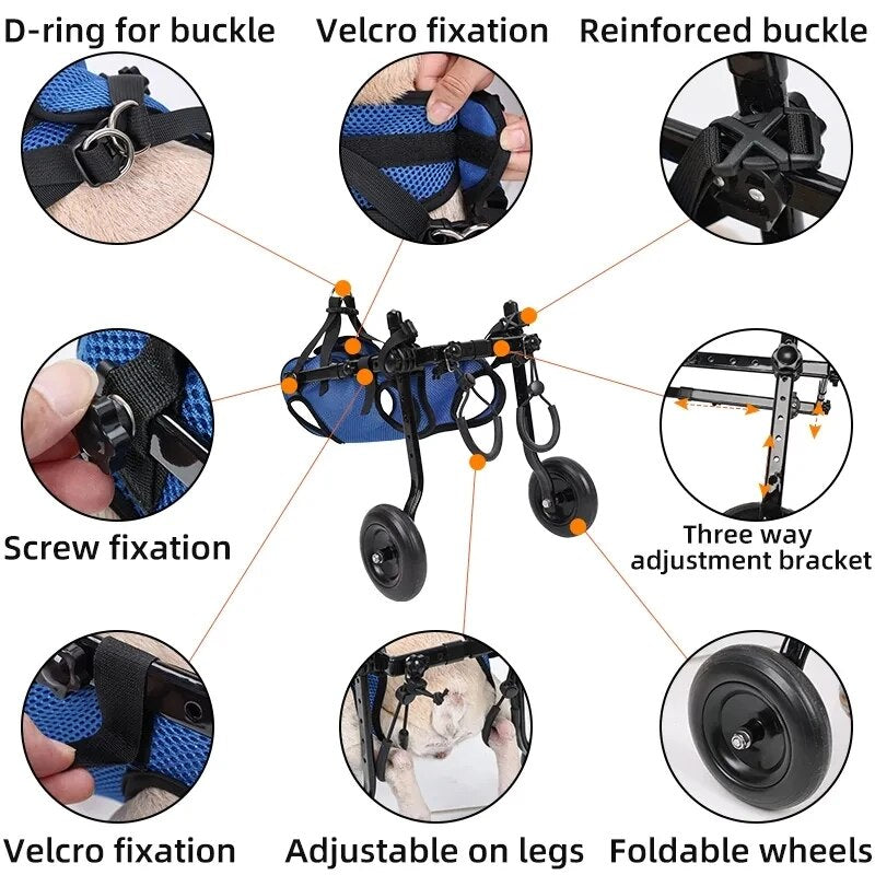 Dog Wheelchair for Back Legs(S), Adjustable Pets Cart with Wheels for Back Legs