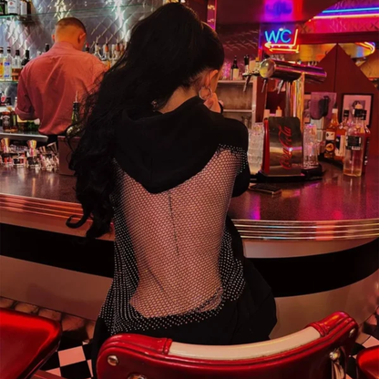 Della | Women's Backless Glitter Hoodie