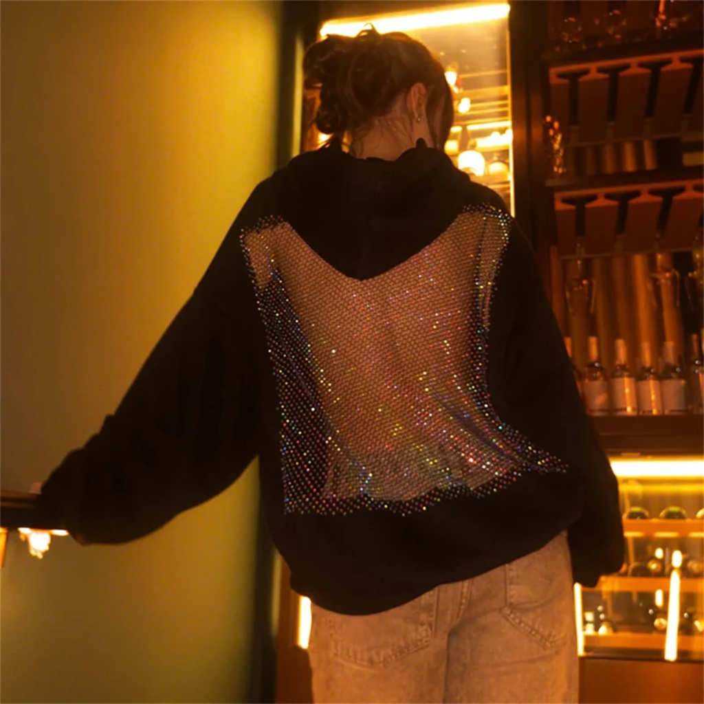 Della | Women's Backless Glitter Hoodie